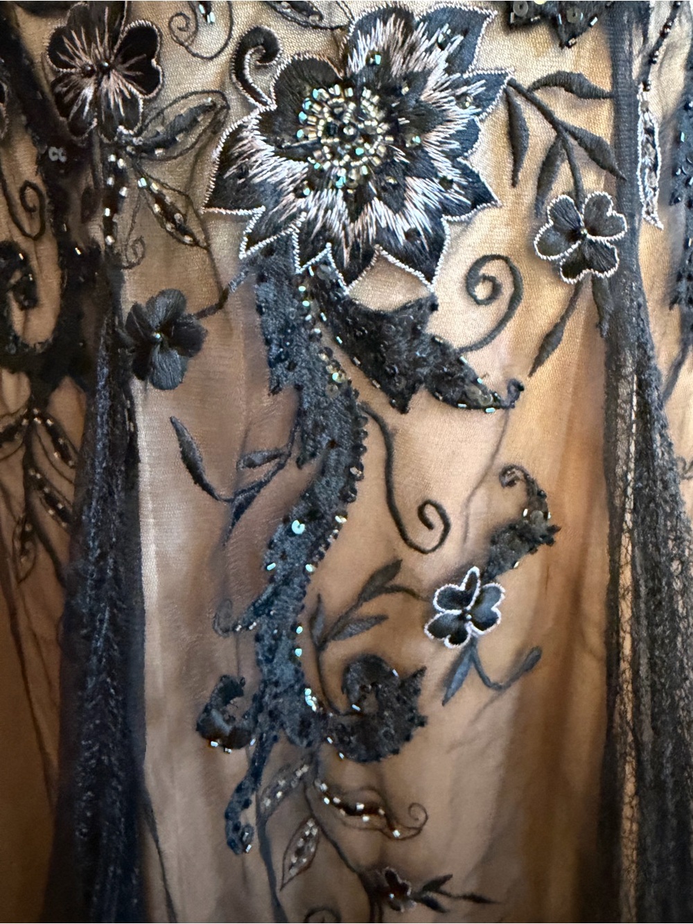 Sue Wong Nocturne One Shoulder Beaded Sequin Formal Gown Size 2 - Picture 10 of 12